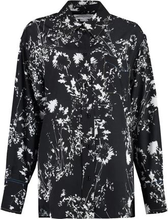Victoria Beckham Bloemenprint Shirt met Lange Mouwen - Dames - Overhemden - Zwart - XS - Overhemden