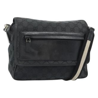 Gucci Pre-owned Cross Body Bags, female, Black, Size: ONE SIZE Pre-owned GG Canvas Shoulder Bag