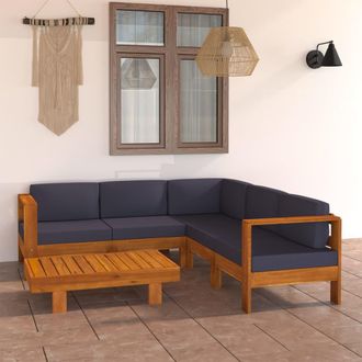 vidaXL Vidaxl - Muebles De Jard&iacute;n 6 Pzas Con Cojines Gris Oscuro Madera Acacia