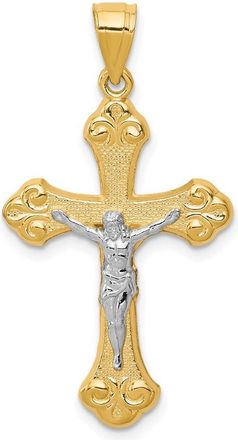 Diamond2Deal 10k Yellow Gold Rhodium Crucifix Pendant