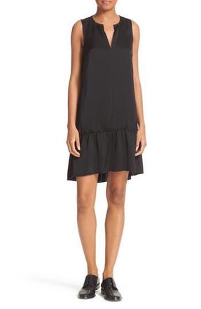 ATM Anthony Thomas Melillo Satin Ruffle Hem Dress in Black at Nordstrom Rack, Size Small