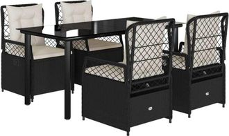 vidaXL Set De Muebles Jard&iacute;n 5 Pzas Con Cojines Rat&aacute;n Sint&eacute;tico Negro Vidaxl