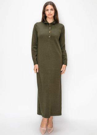 YAL New York Collared Sweater Dress in Olive