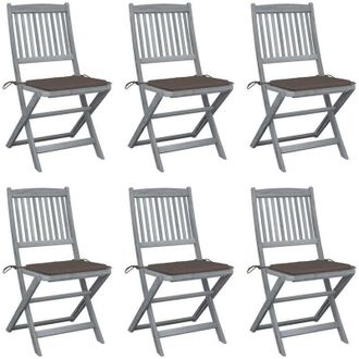 vidaXL Vidaxl - Sillas De Jard&iacute;n Plegables 6 Uds Cojines Madera Maciza Acacia