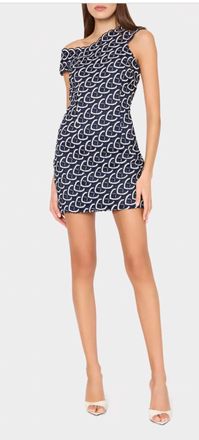 Milly Leah Lace Mini Dress In Navy/white