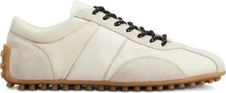 Tod's Sneakers met gestikte details en veters - Dames - Sneakers - Beige - 38 EU - Leer - Schoenen