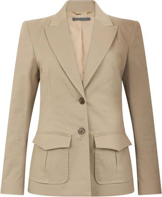 Alberta Ferretti Jas met kraag en zakken - Dames - Blazers - Beige - S - Katoen - Jassen