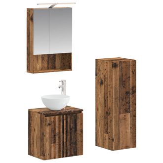 vidaXL Juego De Muebles De Ba&ntilde;o 4 Pcs Madera Envejecida Vidaxl