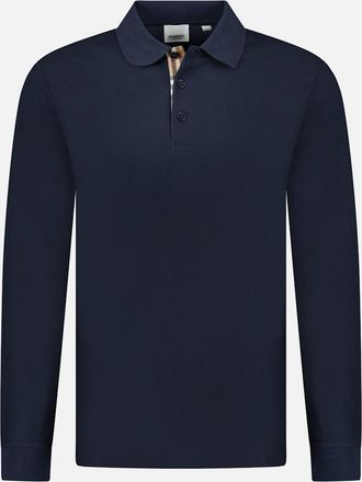 Burberry Mens Burberry Hartford Long Sleeved Check Placket Polo-Shirt Navy - Size: 38