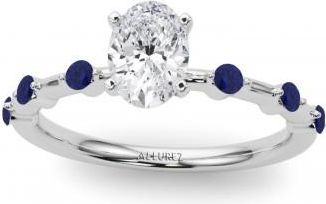 Allurez Lab Blue Sapphire Scalloped Engagement Ring in Platinum (0.20ct)