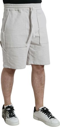 Dolce & Gabbana Mens Beige Cotton Corduroy Logo Bermuda Shorts