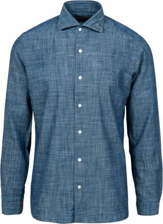 Barba Gepatroond Katoenen Shirt - Heren - Casual Overhemden - Blauw - 5XL - Katoen - Overhemden