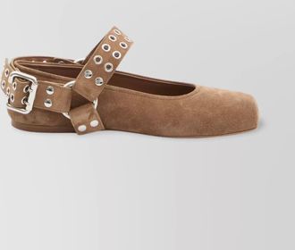 Alaia leather biker ballet flats