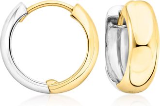 Ross-Simons Sterling Silver and 18kt Gold Over Sterling Reversible Hoop Earrings