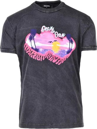 Dsquared2 Washed Black Graphic Print T-Shirt
