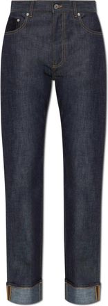 Bottega Veneta Jeans met logo - Dames - Regular Fit Jeans - Blauw - S - Katoen - Jeans