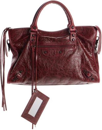 Balenciaga Medium Le City Leather Satchel in 6034 Dark Burgundy at Nordstrom