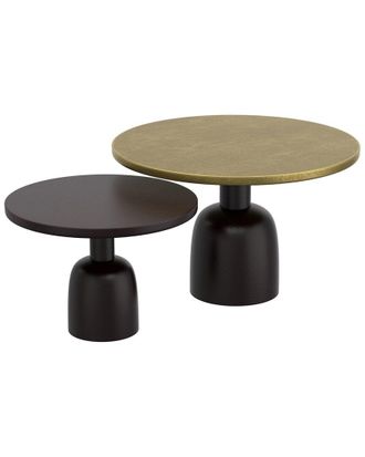 Worldwide Home Furnishings Industrial Chic Cast Aluminum 2Pc Round Coffee Table Set