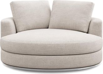 Castlery Hamilton Swivel Armchair 51.2 Customized, Performance Linen Weave Light Grey, Spill Resistant, 360&deg; Swivel for Chairs