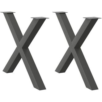 vidaXL Patas Para Mesa De Comedor En Forma De X (2 Unidades), Antracita, 90 X (72-73) Cm, Acero Vidaxl