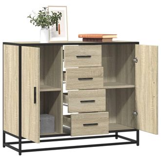 Berkfield Home Sideboard Sonoma Oak 92x35x76 cm Engineered Wood in Brown | Size: 92 x 35 x 76 cm