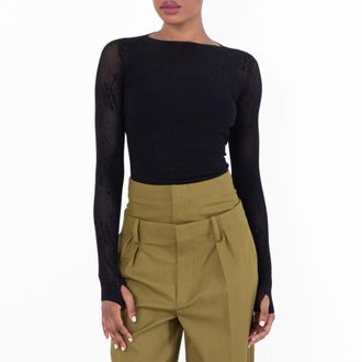 Victoria Beckham Long-Sleeve Backless Bodysuit, Size X-Small