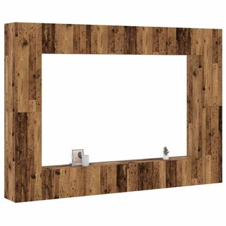 Berkfield Home Wall Mounted TV cabinets 8 pcs Old Wood Engineered Wood in Brown
