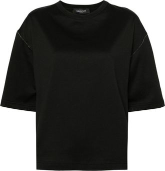 Fabiana Filippi beaded-trim cotton T-shirt - women - Cotton - 40 - Black