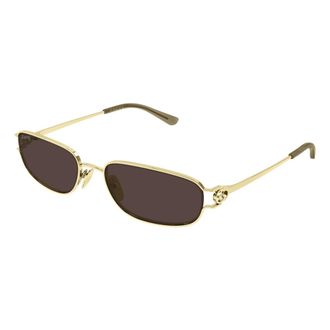 Gucci Emblem Rechthoekige Zonnebril - Dames - Accessoires - Geel - Maat: 57 MM Nylon