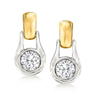 Ross-Simons Diamond 2-Tone Earrings