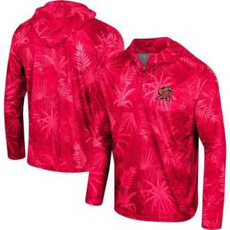 Colosseum Mens Colosseum Red Maryland Terrapins Palms Printed Lightweight Quarter-Zip Hooded Top at Nordstrom, Size X-Large