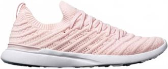 Athletic Propulsion Labs Womens Techloom Wave Athletic Sneakers In Bleached Pink/white/clear