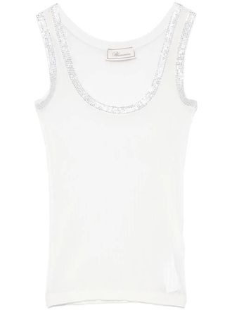 Blumarine ribbed-knit tank top - White