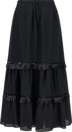 Kiton Womens Black Linen Mini Skirt