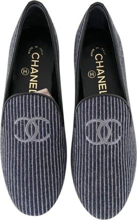 Chanel Striped Room Service CC Loafers Size 35