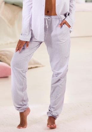 s.Oliver Pyjamahose S.OLIVER, Damen, Gr. 32/34, N-Gr, rot (bordeaux, gestreift), Single Jersey, Obermaterial: 50% Baumwolle, 50% Viskose, gestreift, bequem lan