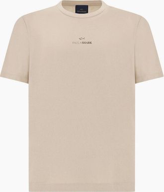 Paul & Shark Mens Paul & Shark Central Logo T-Shirt 348 Beige - Tan - Size: 44
