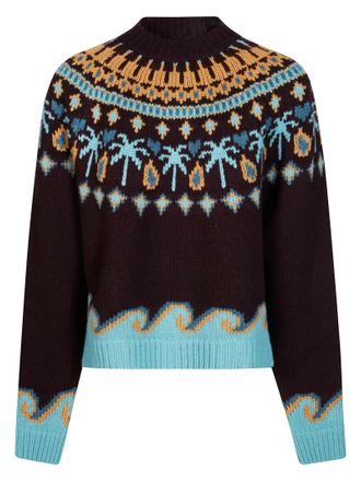 Alanui Sweet Winter Cropped Tropical Sweater