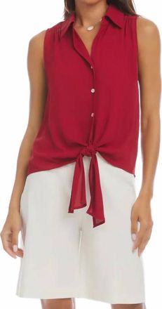Karen Kane Sleeveless Tie-Front Top In Red