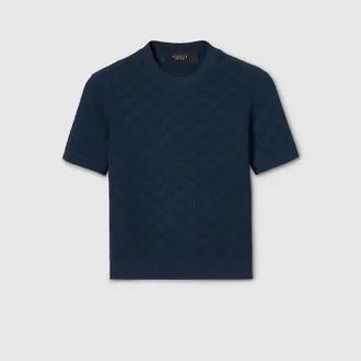 Gucci GG Fine Fabric Jacquard Top, Blue, Ready-to-wear