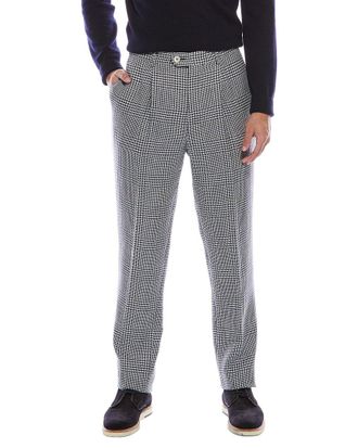 Brunello Cucinelli Pleated Leisure Fit Linen, Wool & Silk-Blend Pant