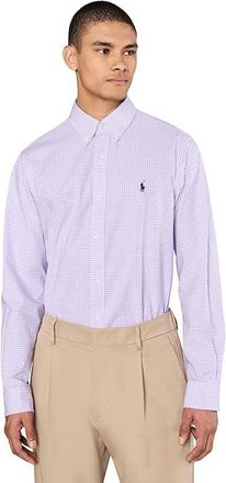 Polo Ralph Lauren Classic Fit Gingham Stretch Poplin Shirt Mens Clothing Light Lilac/White : 2XL, Cotton