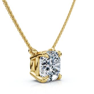 Pompeii3 1Ct Cushion Solitaire Diamond Pendant 14k Gold 18 Necklace Lab Grown