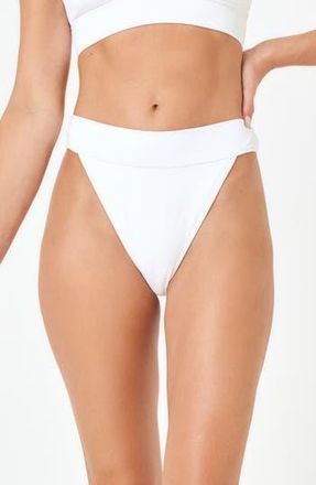L*Space Lola Bitsy High Cut Bikini Bottoms in White at Nordstrom Rack, Size Medium
