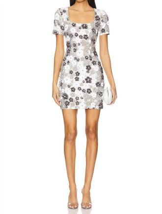Le Superbe Short Sleeves Shift Dress In Winter Garden