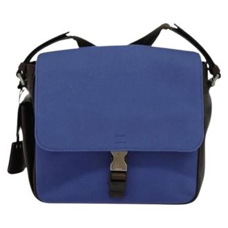 Prada Pre-owned Cross Body Bags, unisex, Blue, Size: ONE SIZE Pre-owned Impunturato buckle flap messenger bag