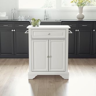 Crosley Furniture Lafayette Stone Top Portable Kitchen Island/Cart White/White