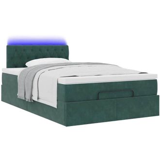 vidaXL Estructura Cama Otomana Colch&oacute;n Terciopelo Verde Oscuro Vidaxl