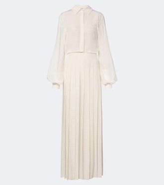 Fendi Pliss&eacute; silk cr&ecirc;pe maxi dress