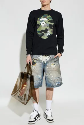 A Bathing Ape T-shirt With Logo, Mens, Black